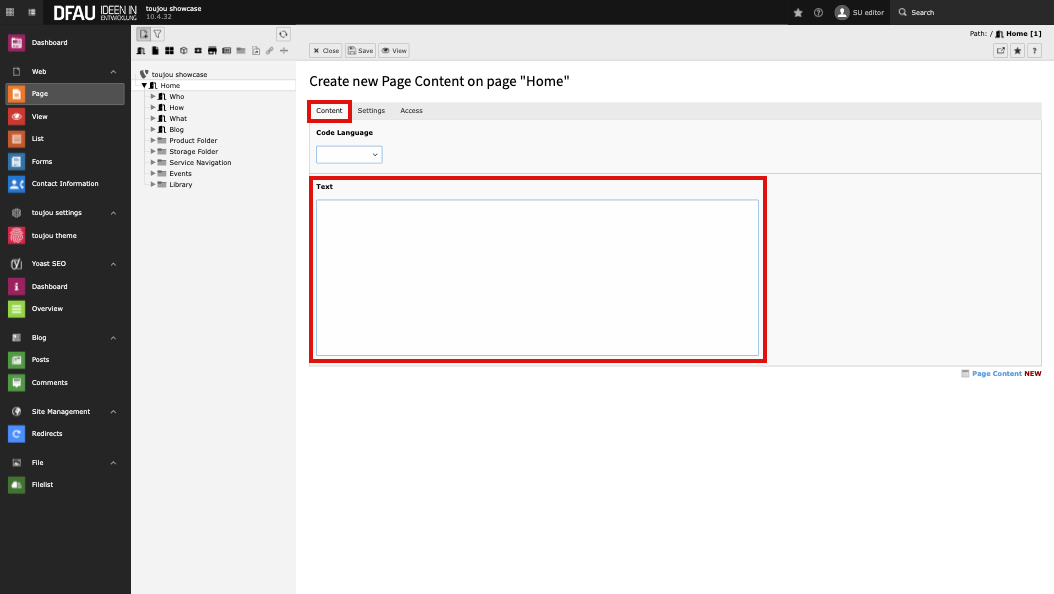 Code block – a toujou element for syntax highlighting